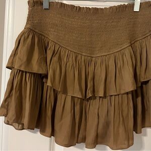 Mustard Seed Tan Tiered A-Line Skirt